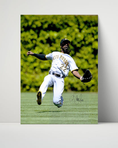 Andrew McCutchen Autograph Poster - Diving Catch - Pirate Flash