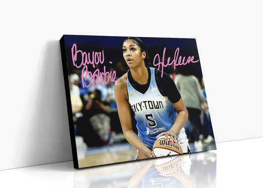 Angel Reese Autograph Canvas Print - Bayou Barbie - Sky Queen