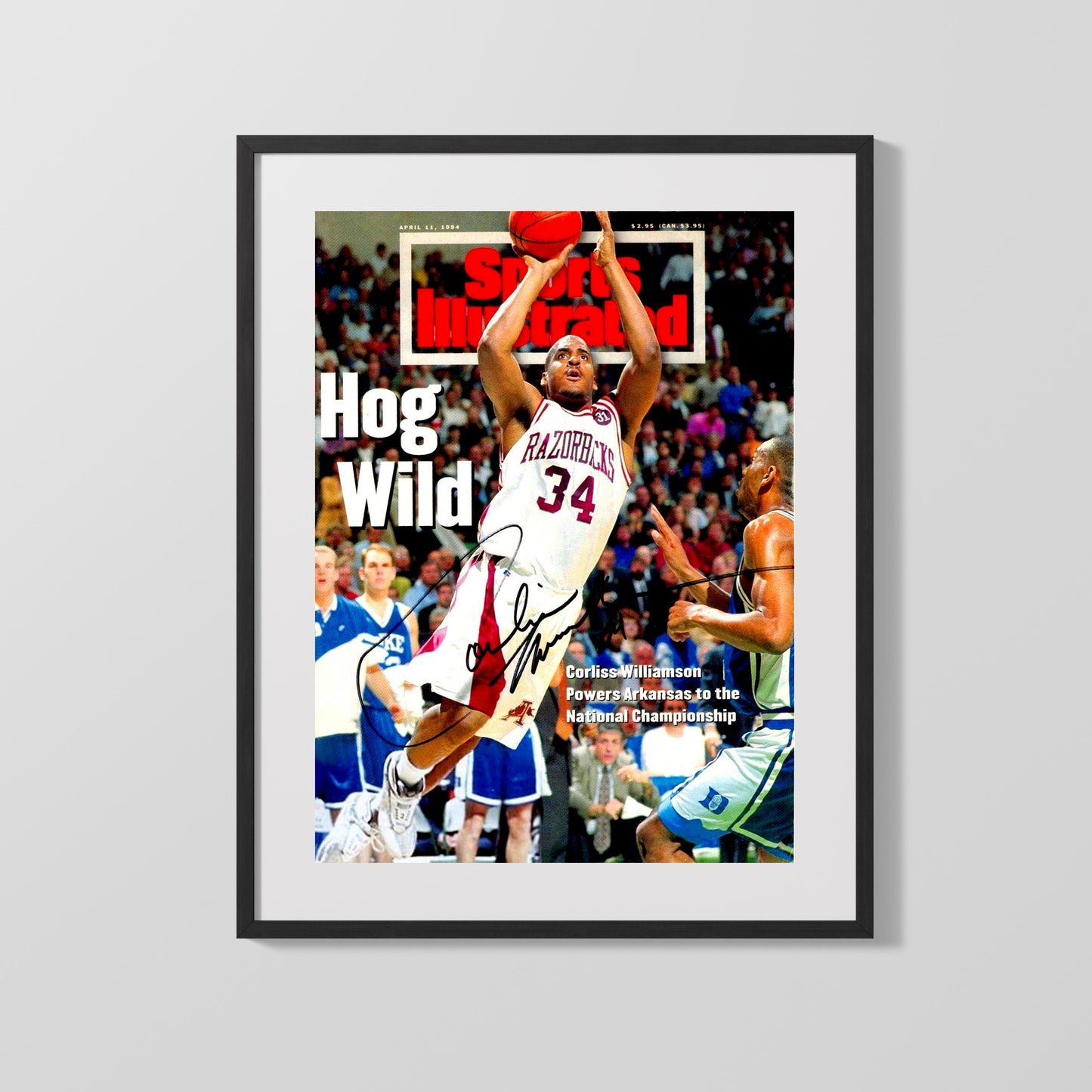 Arkansas Autograph SI Print - Corliss Williamson Hog Wild - Title Time