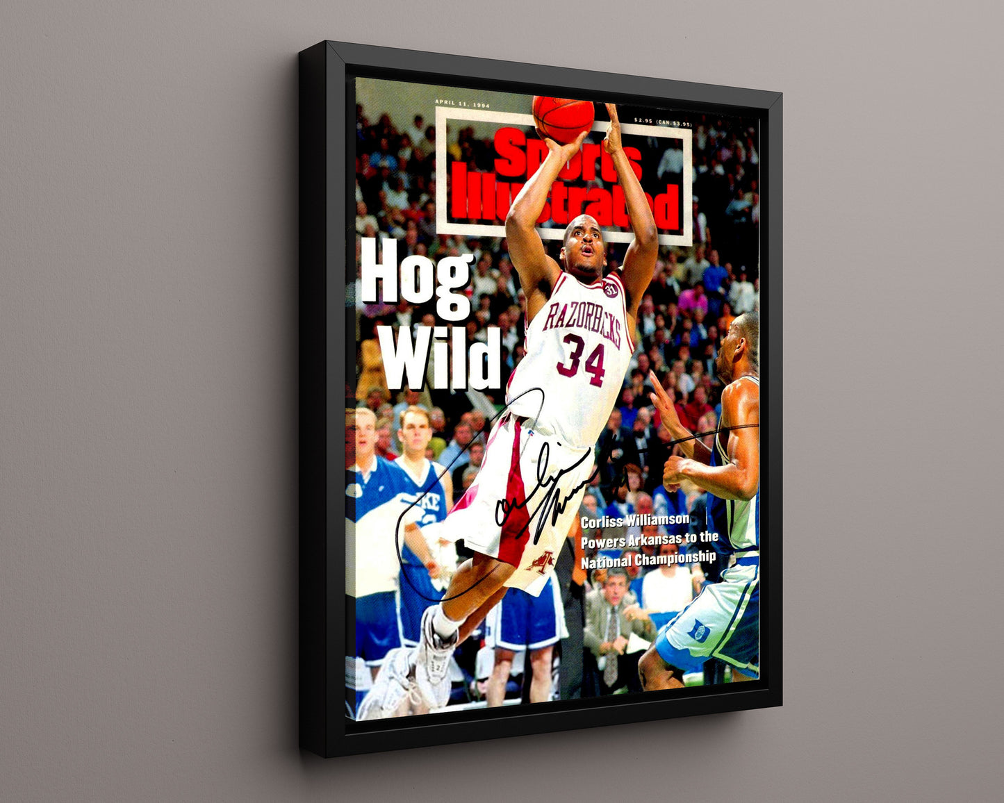 Arkansas Autograph SI Print - Corliss Williamson Hog Wild - Title Time