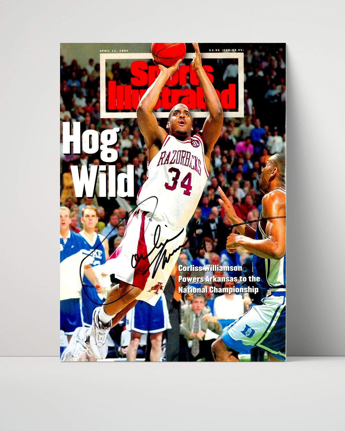 Arkansas Autograph SI Print - Corliss Williamson Hog Wild - Title Time