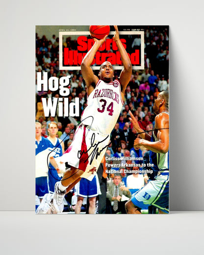 Arkansas Autograph SI Print - Corliss Williamson Hog Wild - Title Time