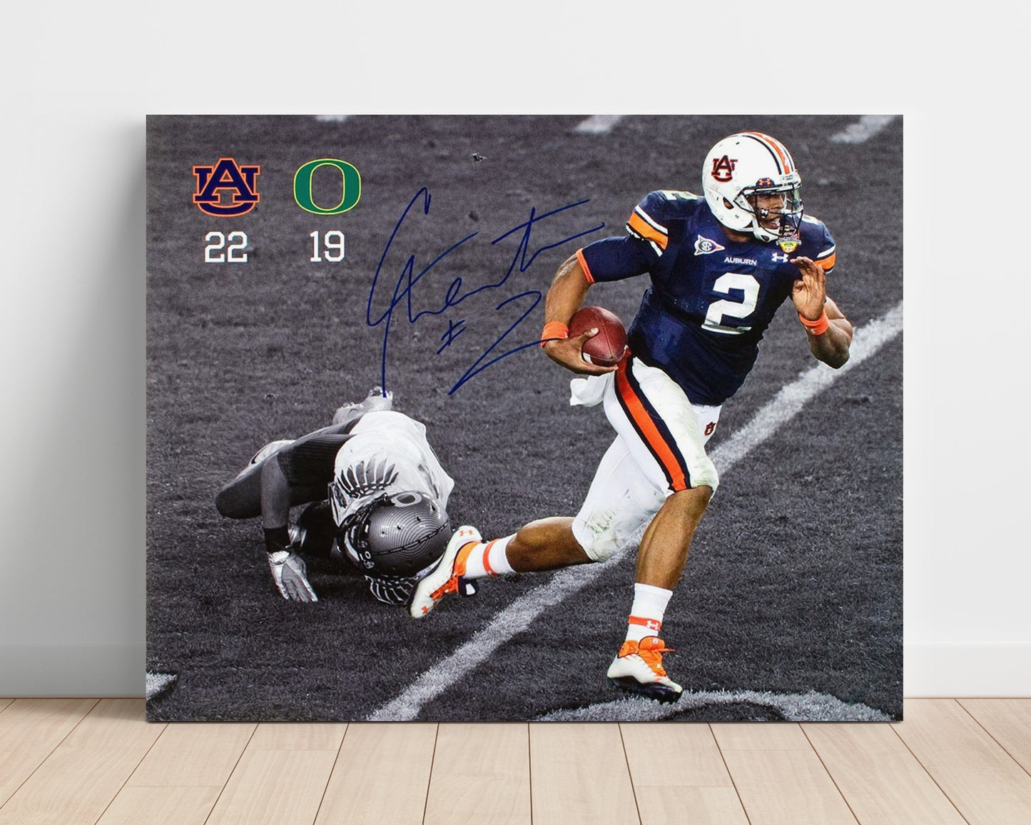 Auburn Autograph Print - Cam Newton Scramble - Title Town Run