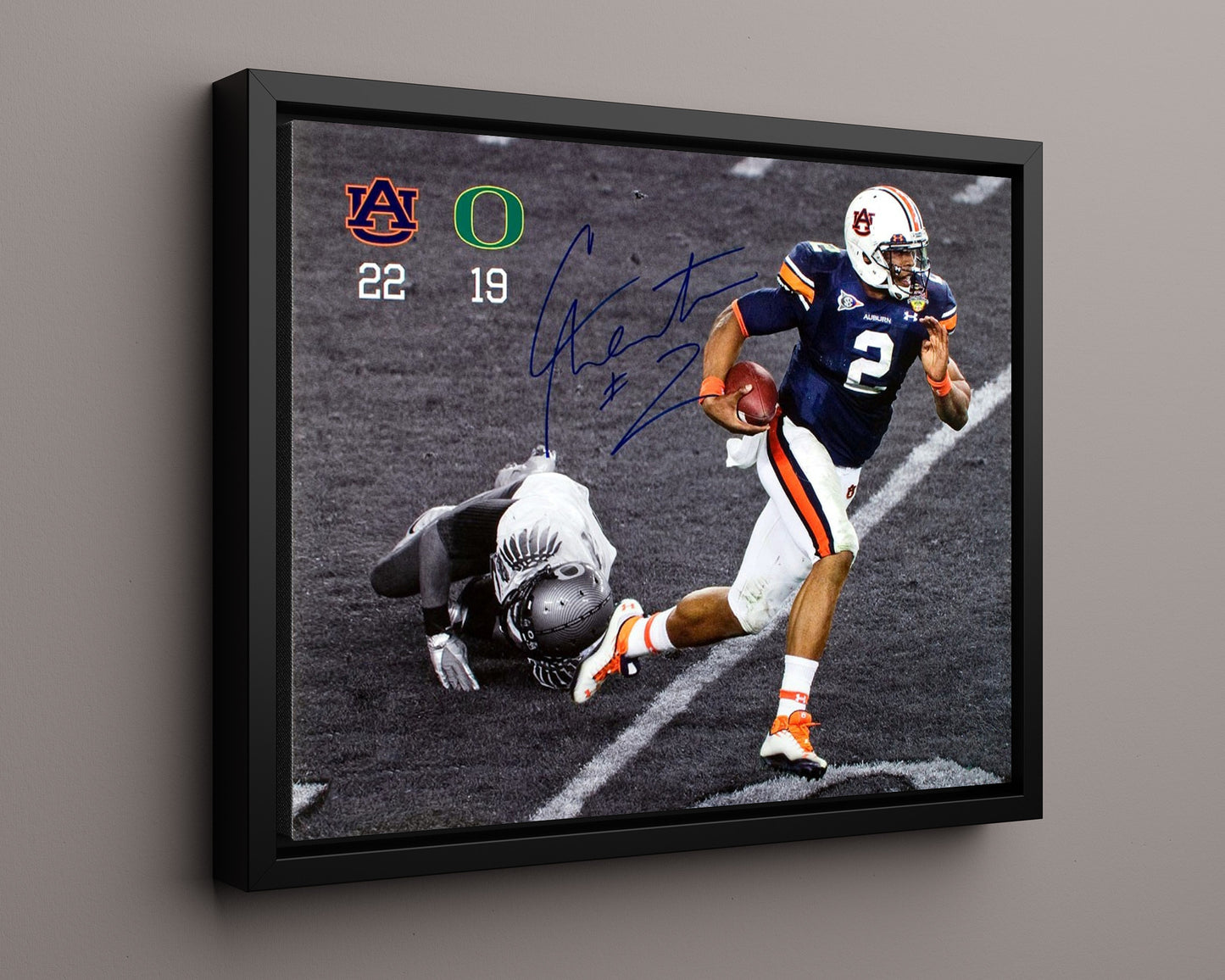 Auburn Autograph Print - Cam Newton Scramble - Title Town Run