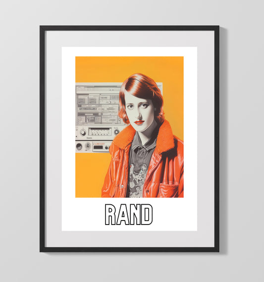 Ayn Rand literary wall art print for library and reading room decor