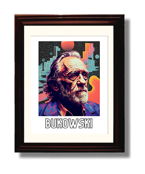 Charles Bukowski 8x10 Black Matted Beveled Frame wall art print – Author Portraits decor