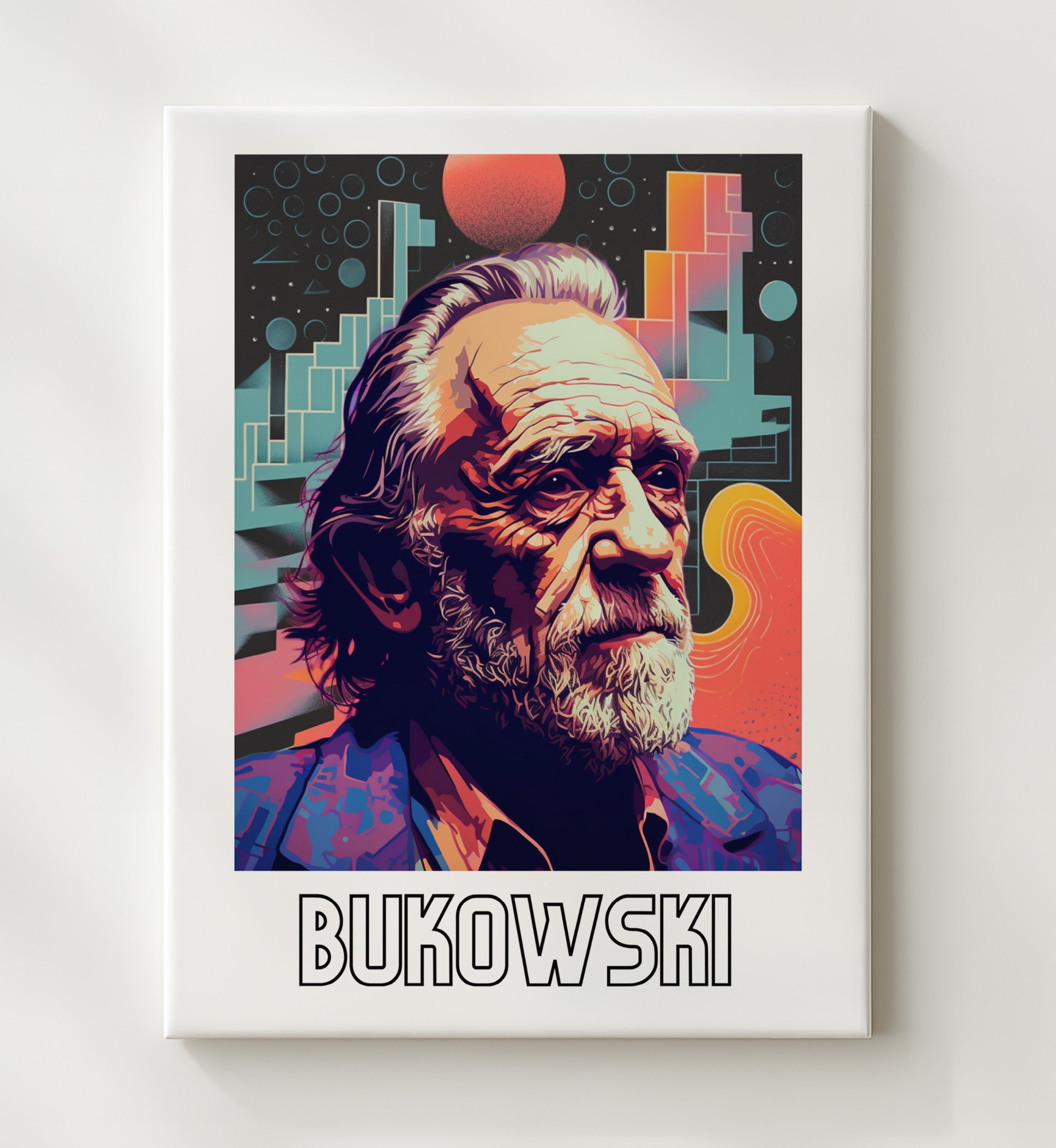 Charles Bukowski 20x24 Canvas wall art print – Author Portraits decor