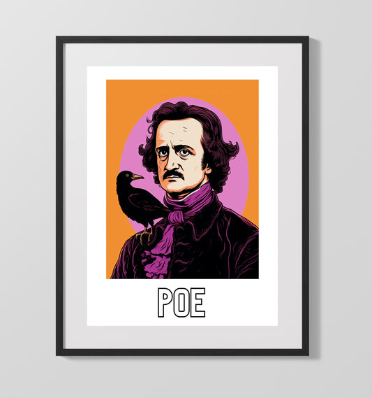 Edgar Allan Poe literary wall art print for library and reading room decor