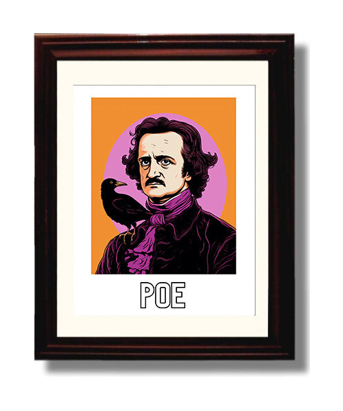 Edgar Allan Poe 8x10 Black Matted Beveled Frame wall art print – Author Portraits decor