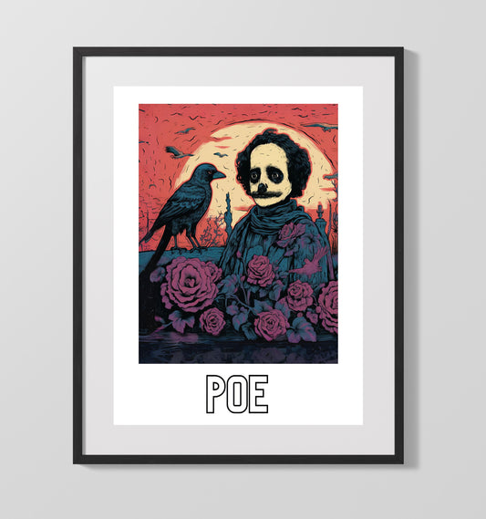 Edgar Allan Poe literary wall art print for library and reading room decor