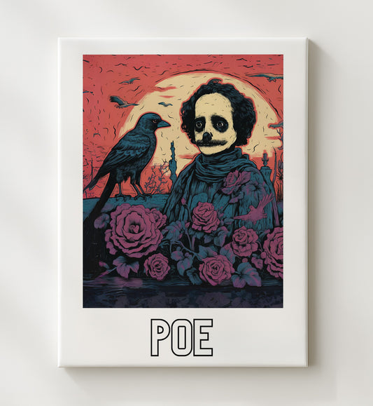 Edgar Allan Poe - Raven Shoulder Stylized Artwork - Canvas literary wall art