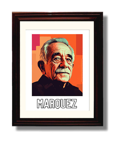 Gabriel Garcia Marquez 8x10 Black Matted Beveled Frame wall art print – Author Portraits decor