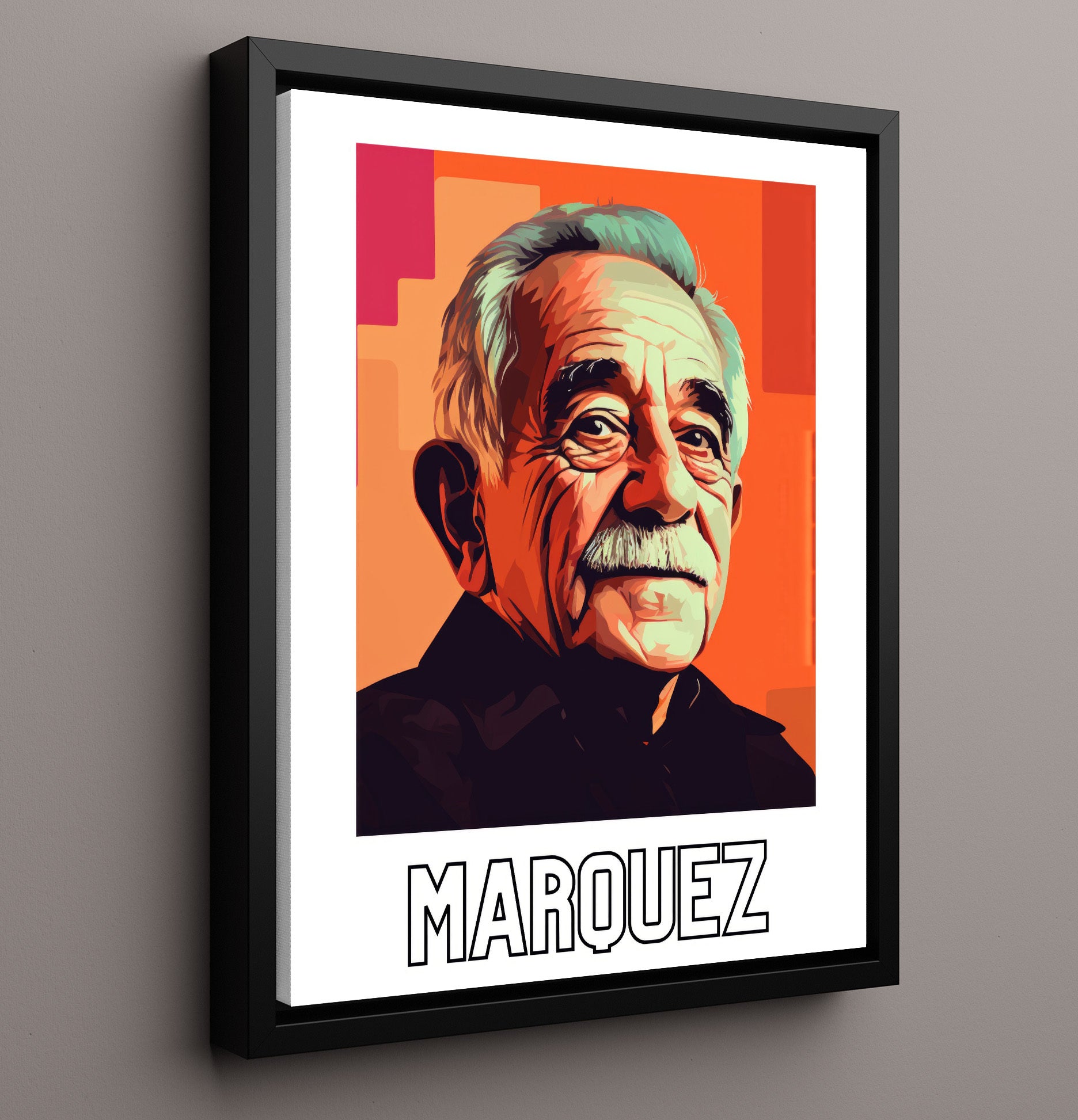 Gabriel Garcia Marquez 16x20 Framed Canvas wall art print – Author Portraits decor