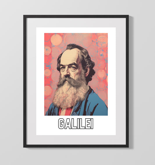 Galileo Galilei literary wall art print for library and reading room decor