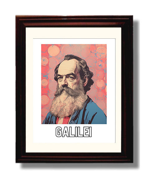 Galileo Galilei 8x10 Black Matted Beveled Frame wall art print – Author Portraits decor