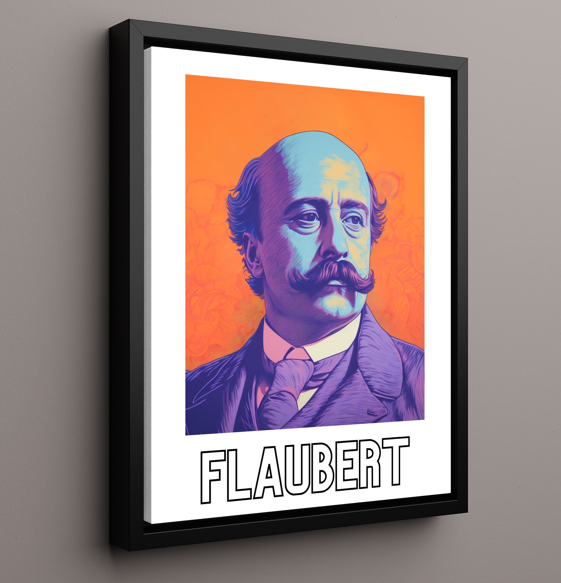 Gustave Flaubert 16x20 Framed Canvas wall art print – Author Portraits decor