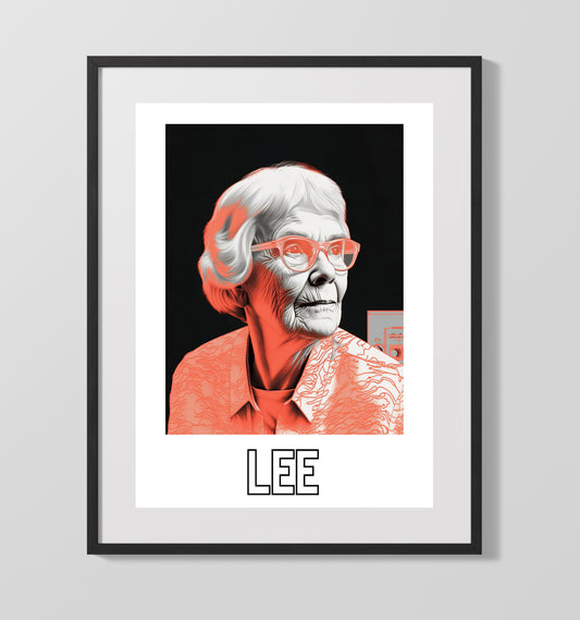 Harper Lee literary wall art print for library and reading room decor