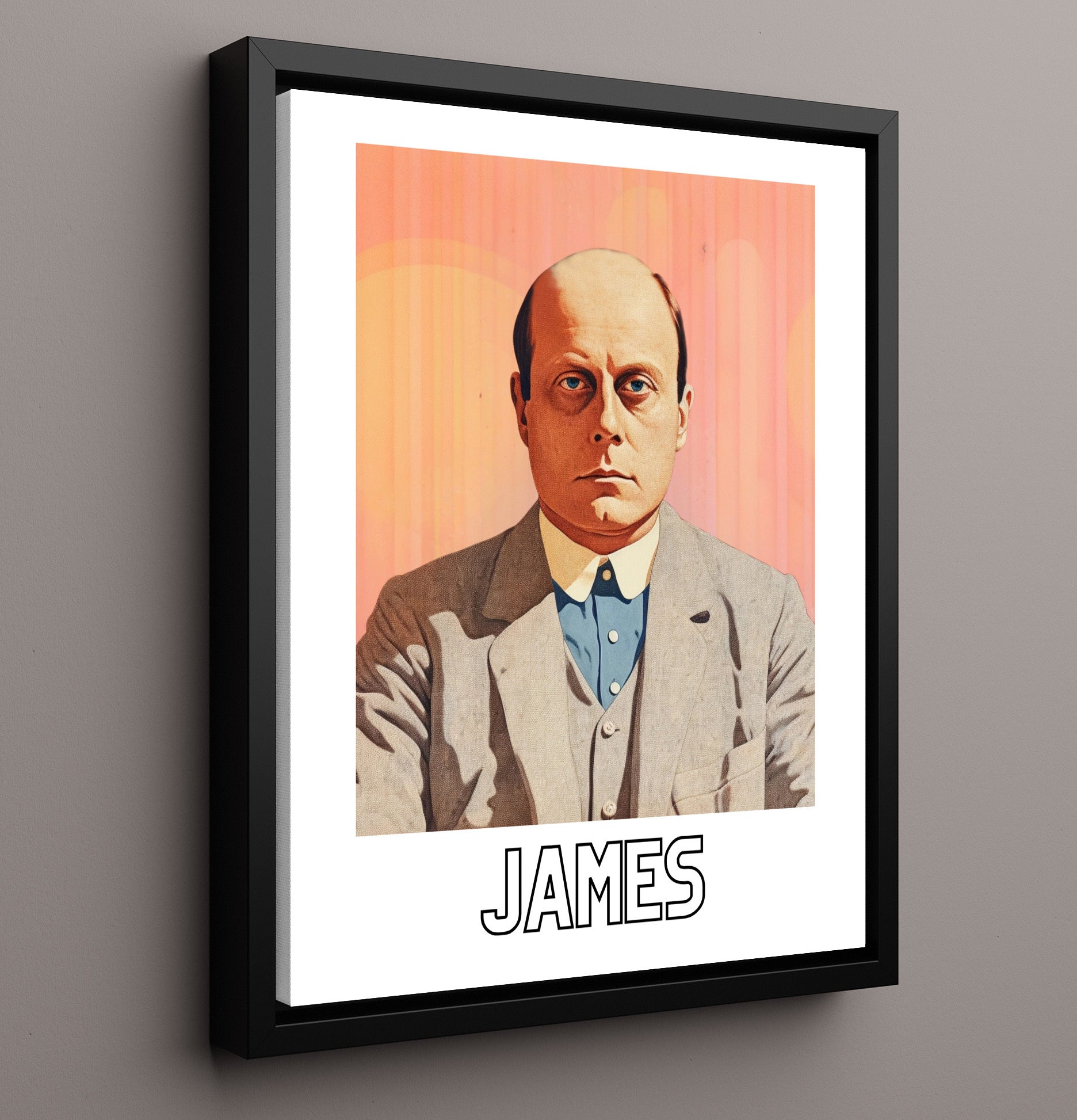 H.G. Wells 16x20 Framed Canvas wall art print – Author Portraits decor