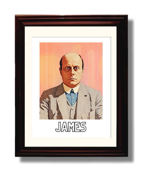 H.G. Wells 8x10 Black Matted Beveled Frame wall art print – Author Portraits decor