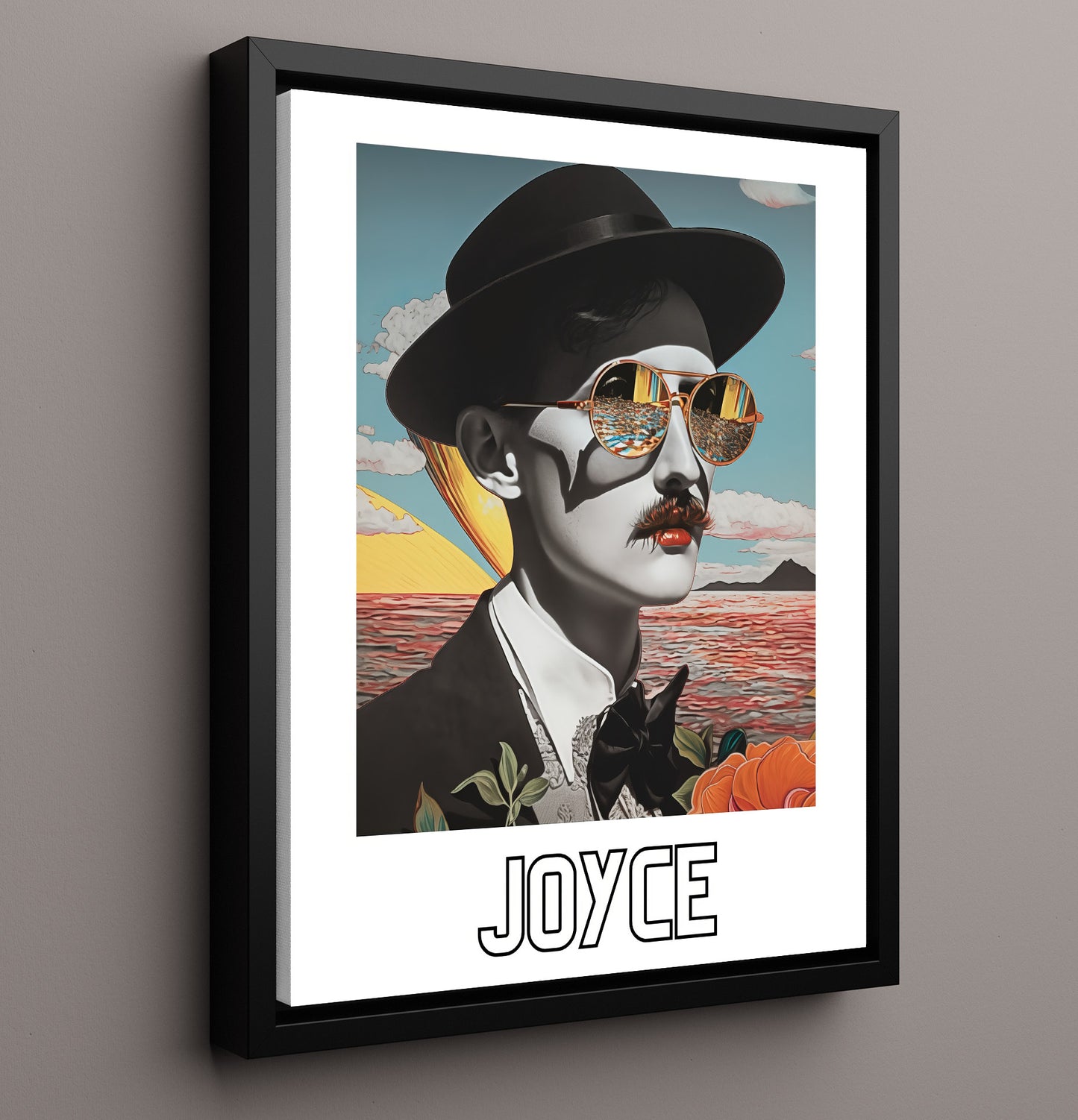 James Joyce 16x20 Framed Canvas wall art print – Author Portraits decor
