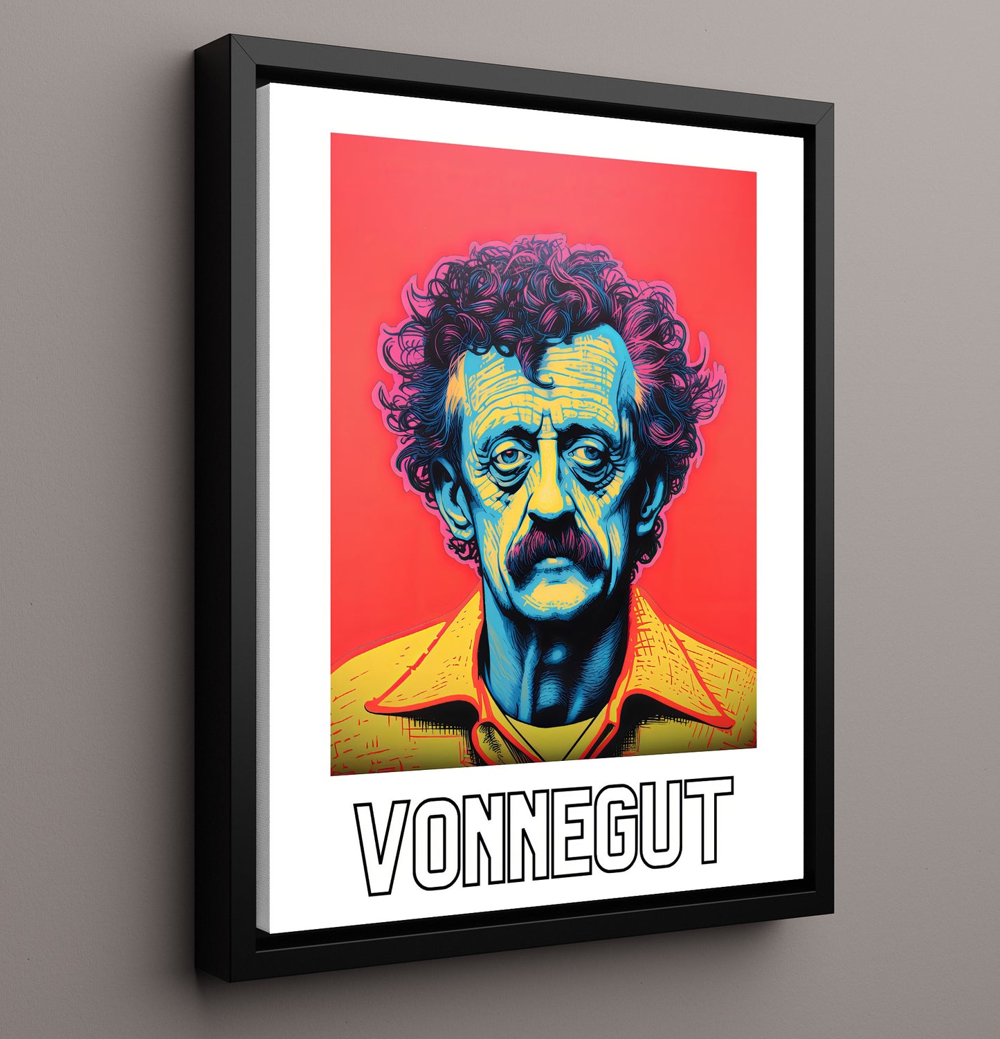 Kurt Vonnegut 16x20 Framed Canvas wall art print – Author Portraits decor