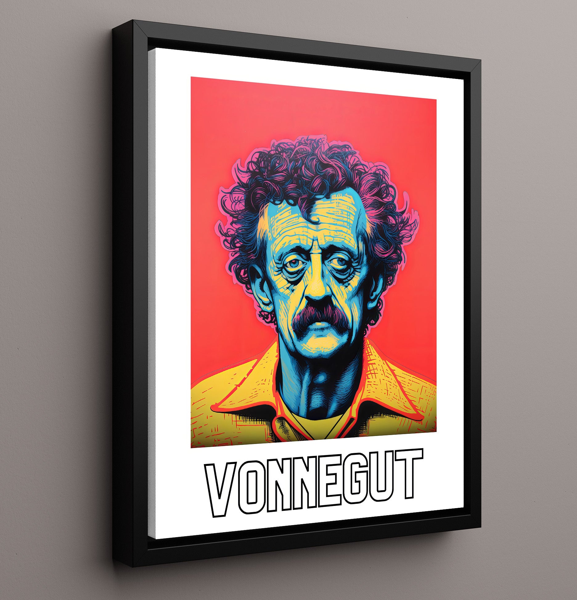 Kurt Vonnegut 16x20 Framed Canvas wall art print – Author Portraits decor