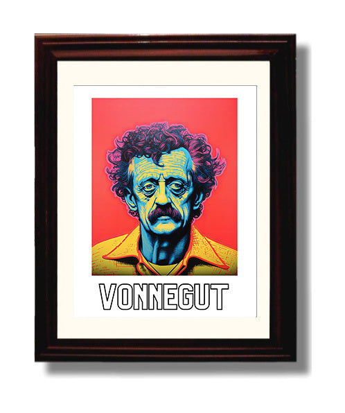Kurt Vonnegut 8x10 Black Matted Beveled Frame wall art print – Author Portraits decor