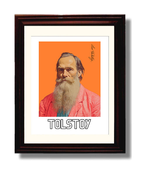 Leo Tolstoy 8x10 Black Matted Beveled Frame wall art print – Author Portraits decor