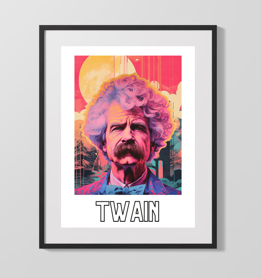 Mark Twain literary wall art print for library and reading room decor