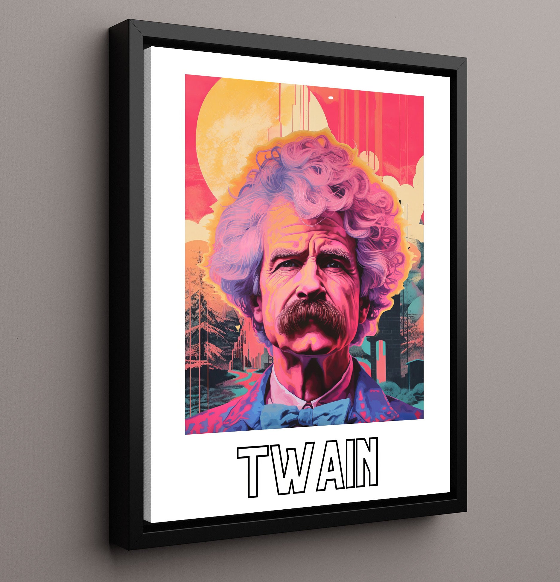 Mark Twain 16x20 Framed Canvas wall art print – Author Portraits decor