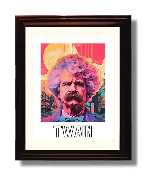 Mark Twain 8x10 Black Matted Beveled Frame wall art print – Author Portraits decor