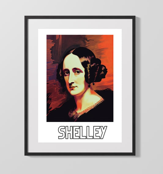 Mary Shelley literary wall art print for library and reading room decor