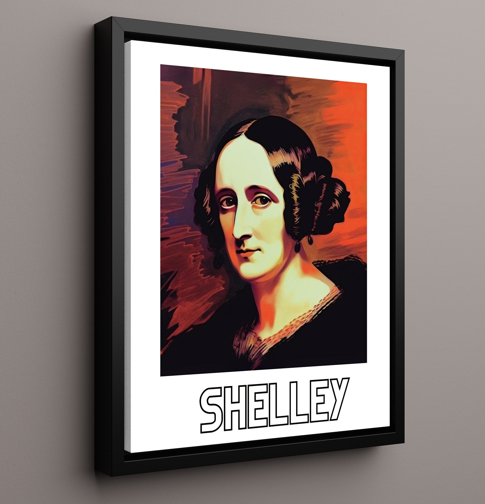 Mary Shelley 16x20 Framed Canvas wall art print – Author Portraits decor