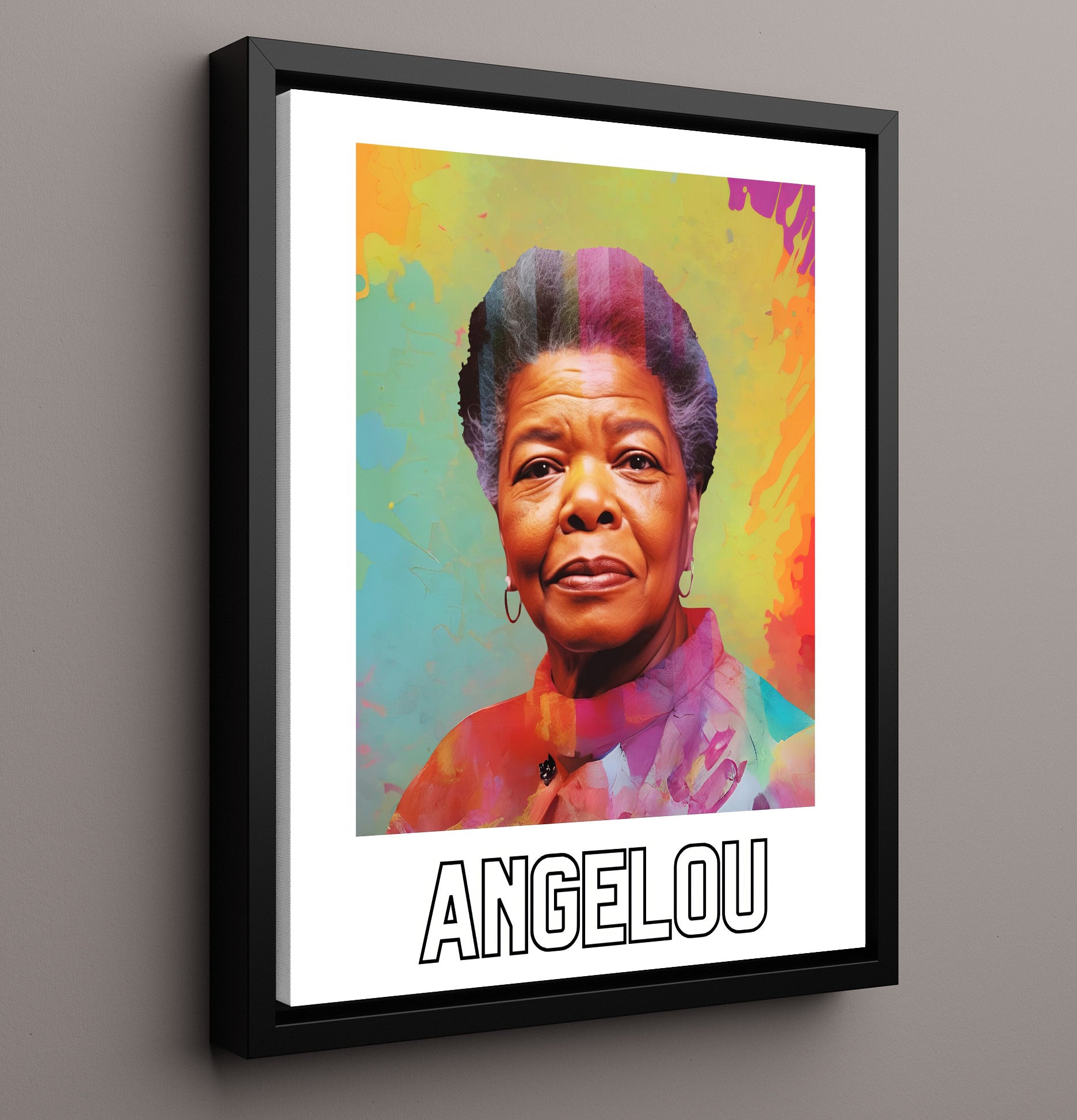 Maya Angelou 16x20 Framed Canvas wall art print – Author Portraits decor
