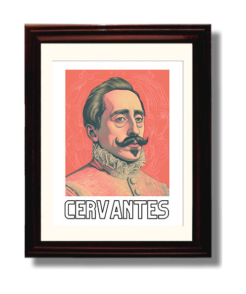 Miguel de Cervantes 8x10 Black Matted Beveled Frame wall art print – Author Portraits decor