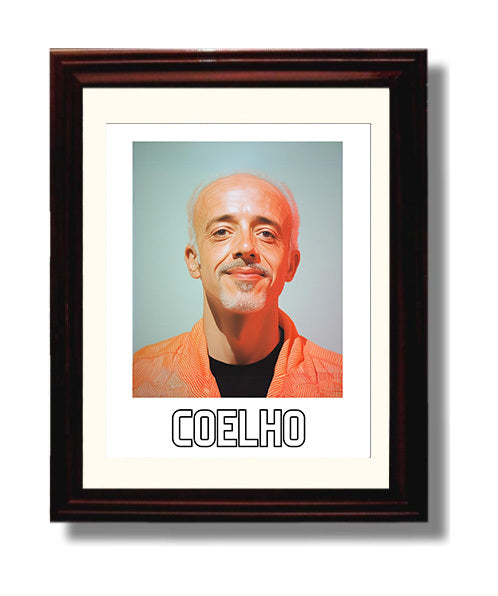 Paulo Coelho 8x10 Black Matted Beveled Frame wall art print – Author Portraits decor