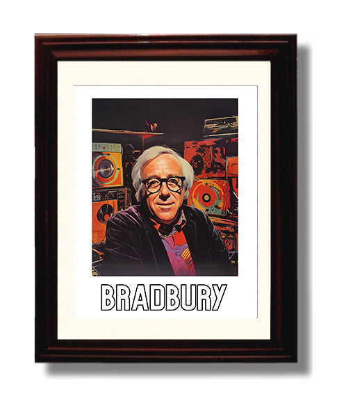 Ray Bradbury 8x10 Black Matted Beveled Frame wall art print – Author Portraits decor