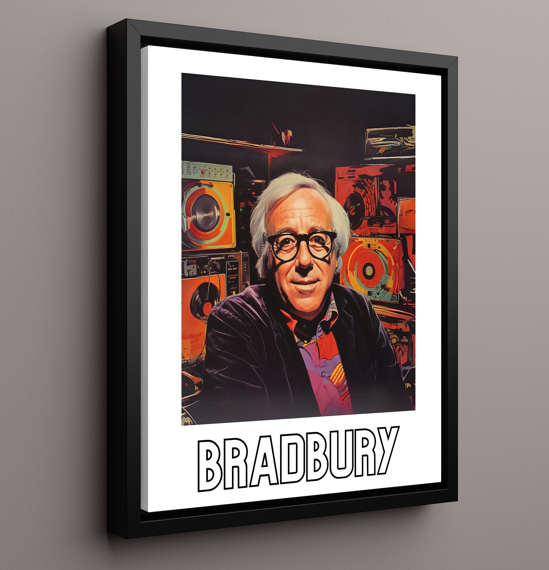 Ray Bradbury 16x20 Framed Canvas wall art print – Author Portraits decor