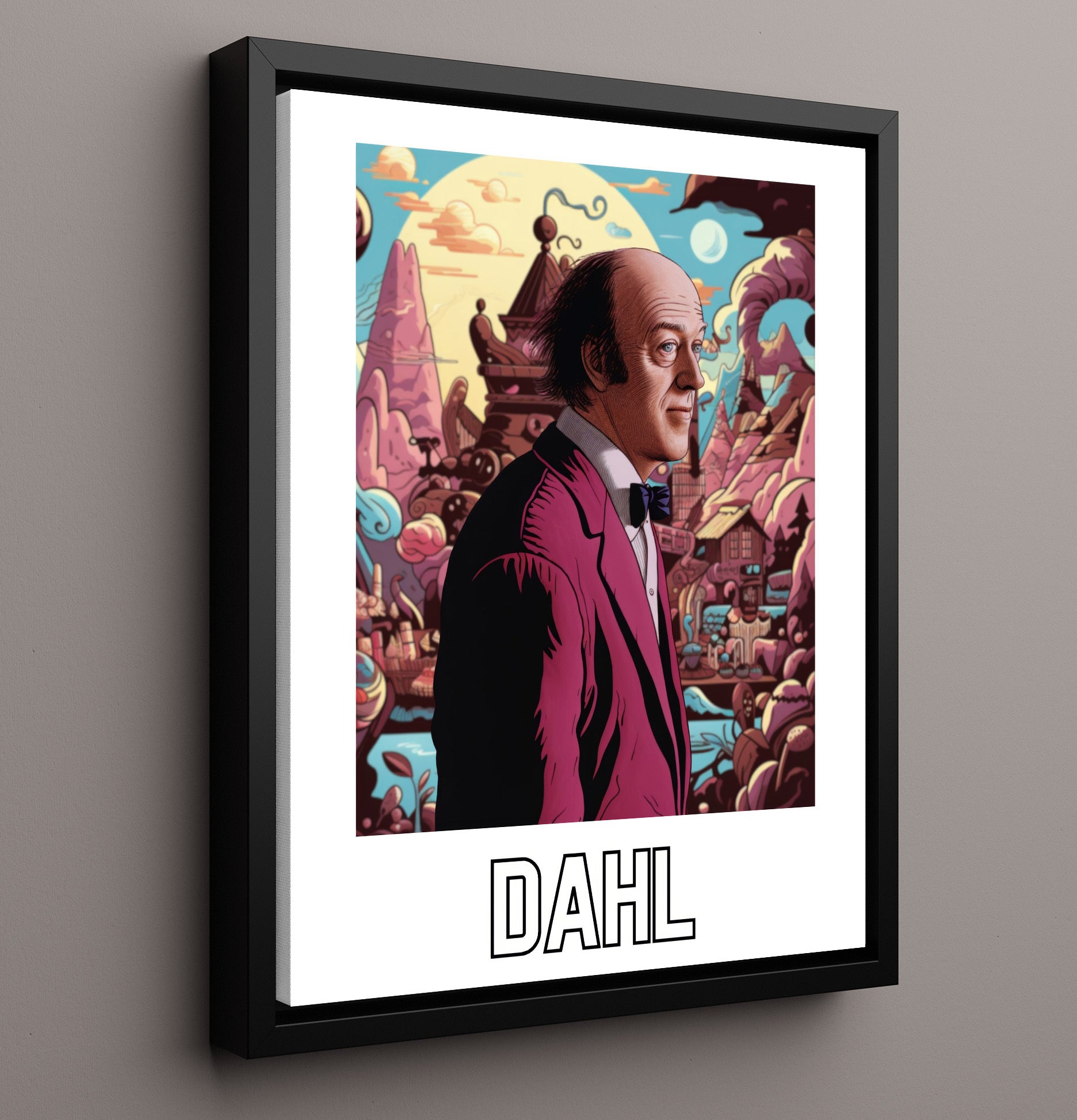 Roald Dahl 16x20 Framed Canvas wall art print – Author Portraits decor