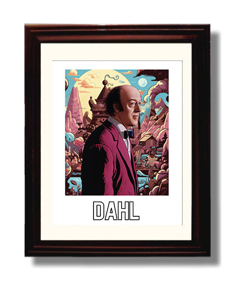 Roald Dahl 8x10 Black Matted Beveled Frame wall art print – Author Portraits decor