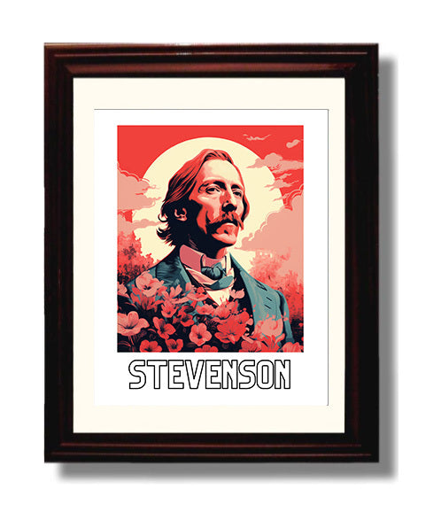 Robert Louis Stevenson 8x10 Black Matted Beveled Frame wall art print – Author Portraits decor