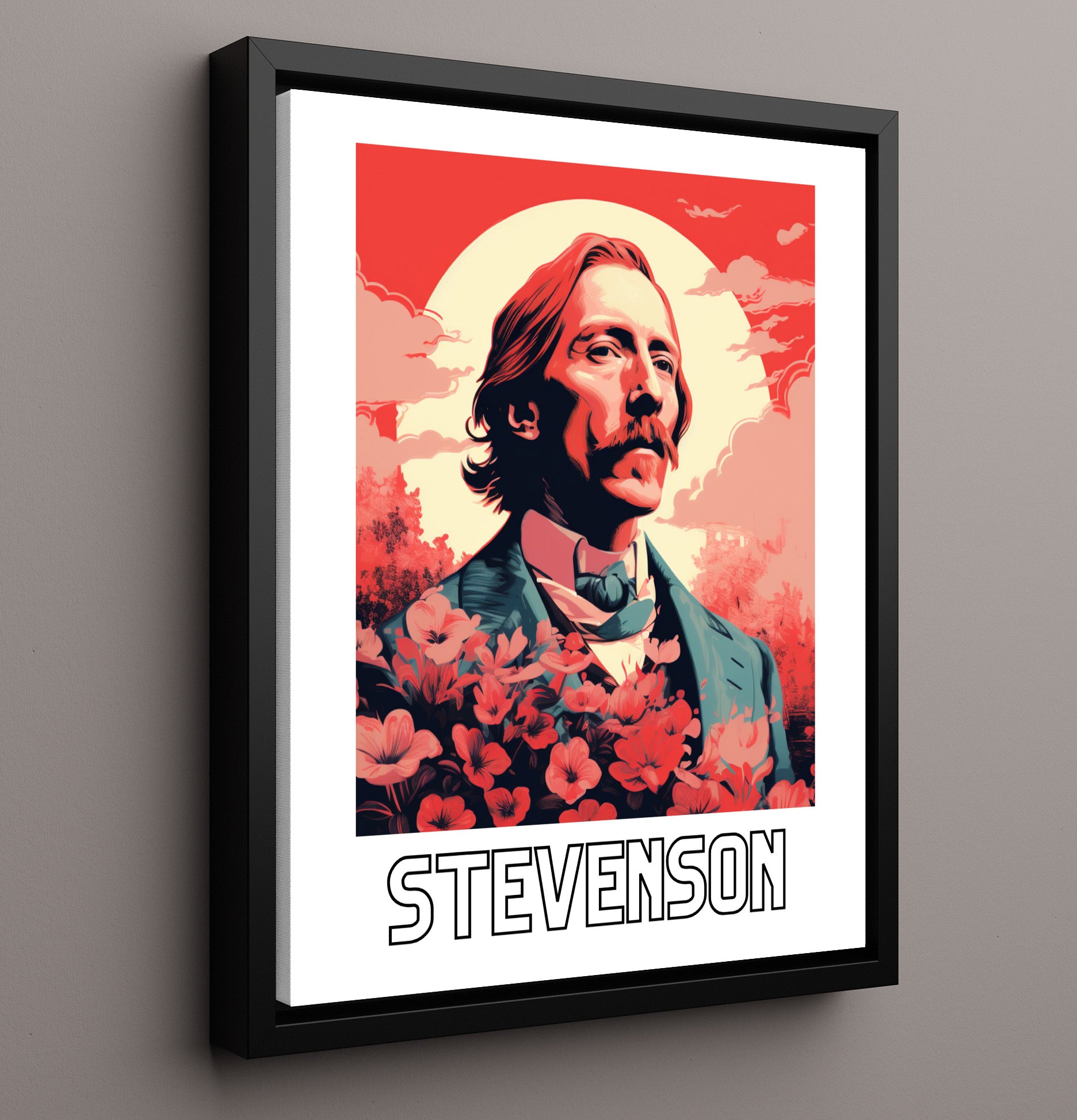 Robert Louis Stevenson 16x20 Framed Canvas wall art print – Author Portraits decor