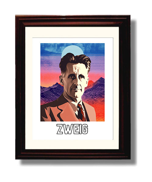 Stefan Zweig 8x10 Black Matted Beveled Frame wall art print – Author Portraits decor