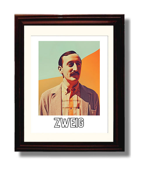 Stefan Zweig 8x10 Black Matted Beveled Frame wall art print – Author Portraits decor