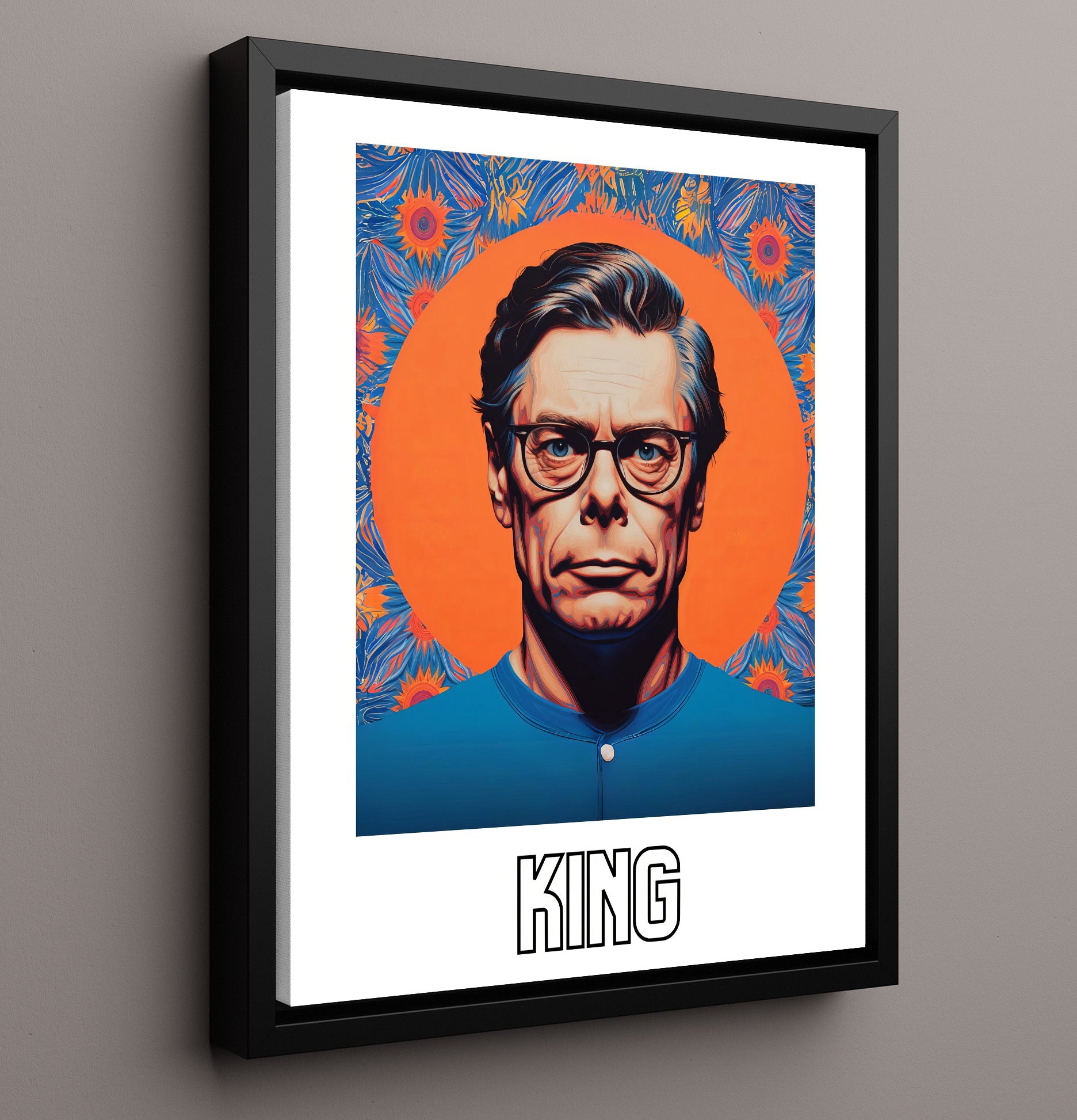 Stephen King 16x20 Framed Canvas wall art print – Author Portraits decor
