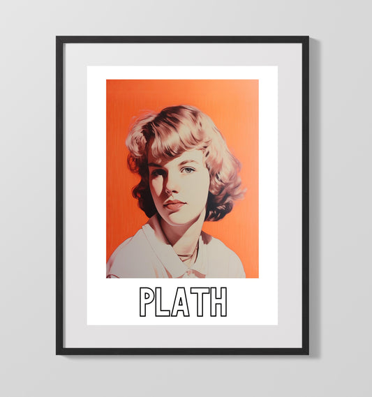Sylvia Plath literary wall art print for library and reading room decor