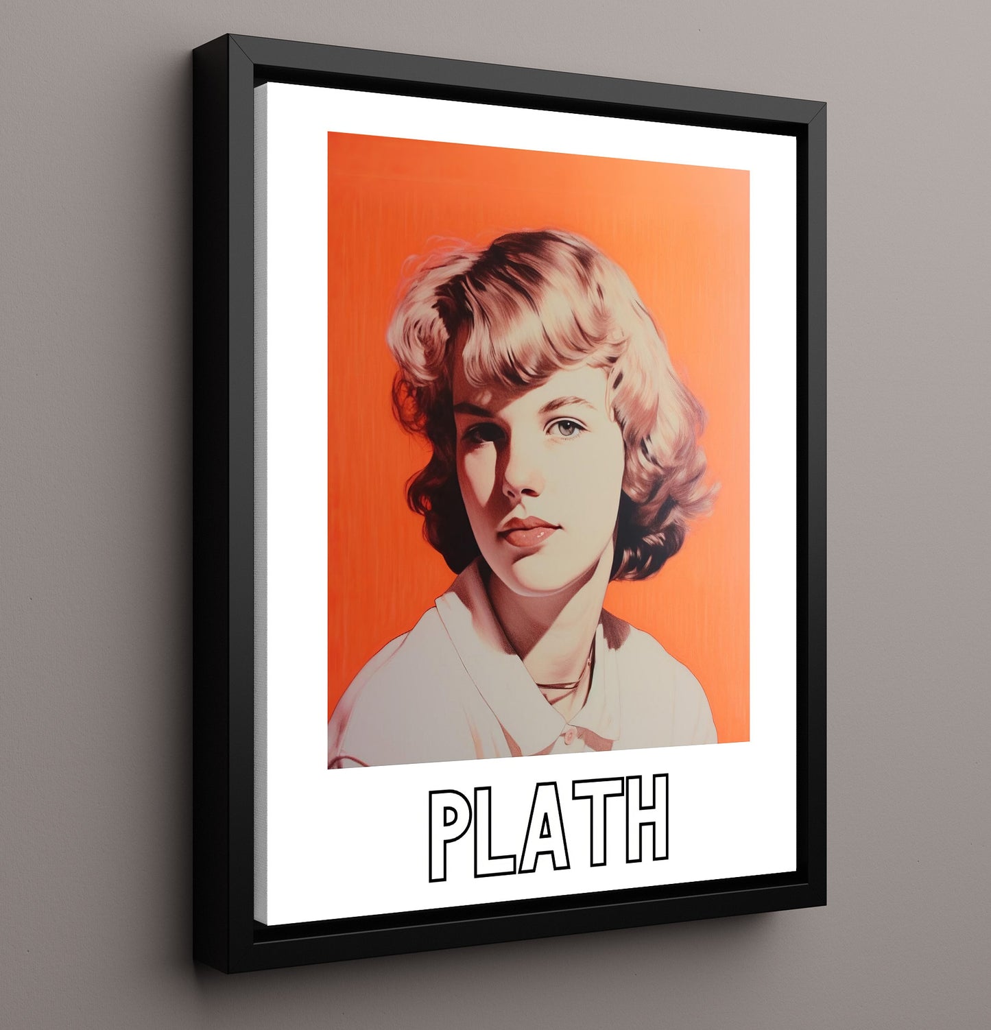 Sylvia Plath 16x20 Framed Canvas wall art print – Author Portraits decor