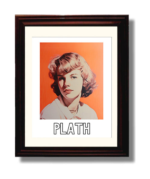 Sylvia Plath 8x10 Black Matted Beveled Frame wall art print – Author Portraits decor