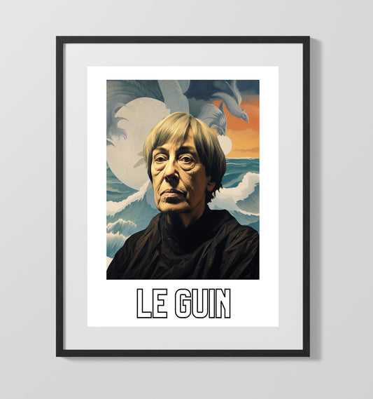 Ursula K Le Guin literary wall art print for library and reading room decor