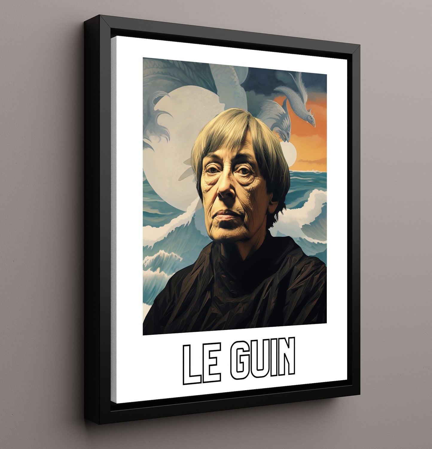 Ursula K Le Guin 16x20 Framed Canvas wall art print – Author Portraits decor